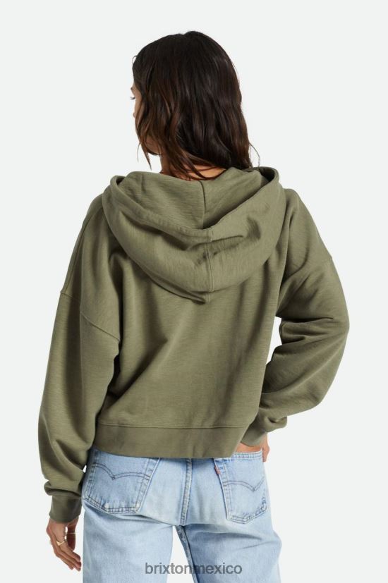 Brixton vestir excedente de aceituna mujer sudadera oversize con cierre y movimiento DV42H461
