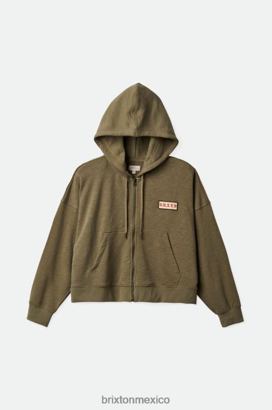 Brixton vestir excedente de aceituna mujer sudadera oversize con cierre y movimiento DV42H461