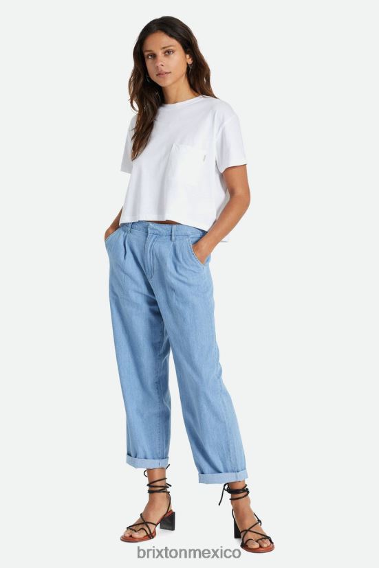 Brixton vestir blanco mujer camiseta con bolsillo sin preocupaciones DV42H431