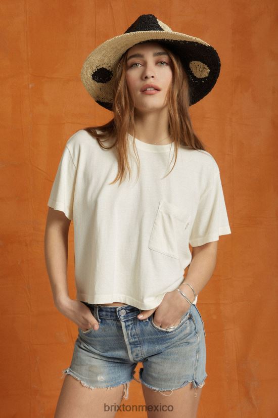 Brixton vestir gorra blanca mujer camiseta con bolsillo sin preocupaciones DV42H428