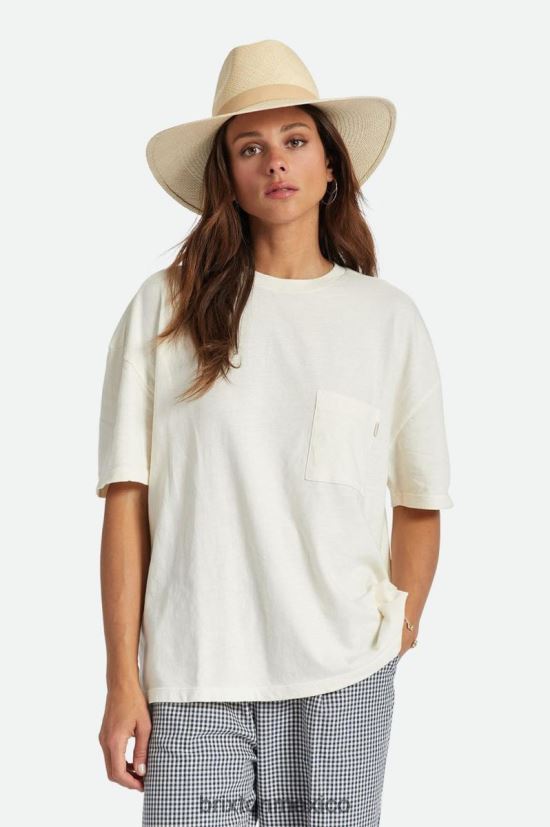 Brixton vestir gorra blanca mujer camiseta extragrande con bolsillo estilo boyfriend DV42H437