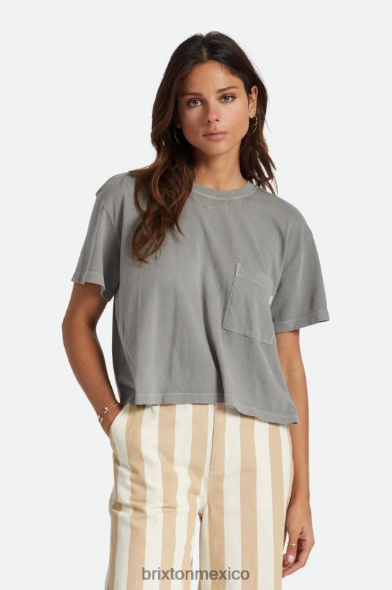 Brixton vestir negro lavado mujer camiseta con bolsillo sin preocupaciones DV42H430