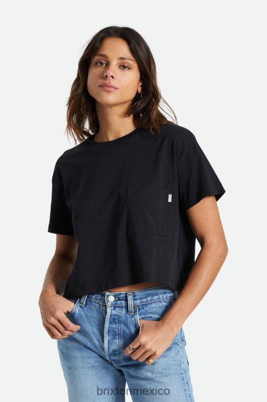 Brixton vestir negro mujer camiseta con bolsillo sin preocupaciones DV42H432