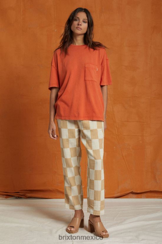 Brixton vestir rojo quemado mujer camiseta extragrande con bolsillo estilo boyfriend DV42H439